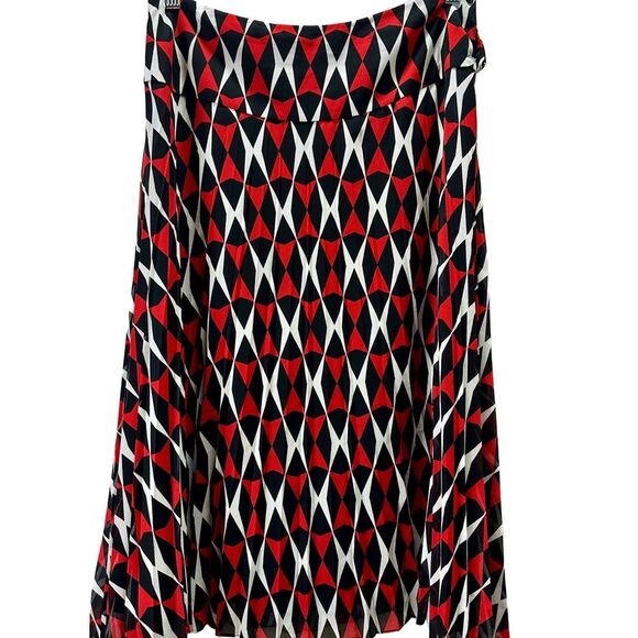 Jones New York Collection Vintage Red and Black Pleated Midi Skirt Size 10 - Picture 1 of 8